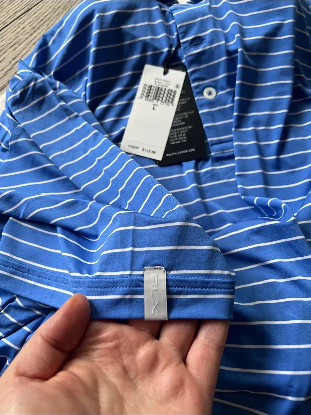 RLX Ralph Lauren Men's Golf Stripe Polo Shirt, Blue/White